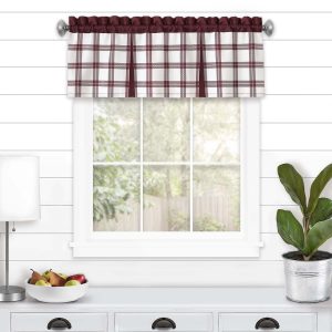 Tate Window Curtain Valance - 53 inches width, 1.5-inch rod pocket - Burgundy